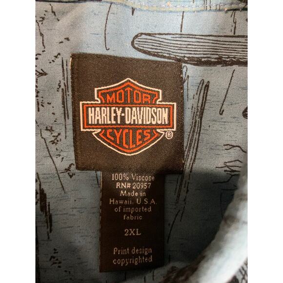 Harley Davidson All Over Print Button Down Men 2XL Route 66 Biker Motorcycle - Picture 2 of 11